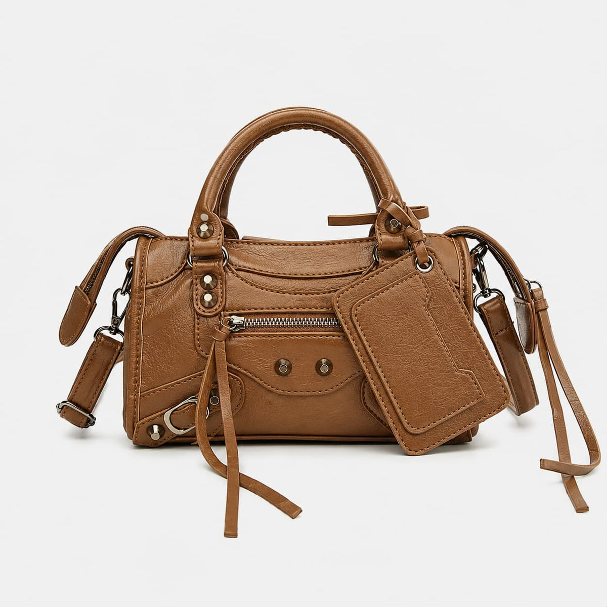 Sac à main bandoulière style moto simple à rivets - Donatella