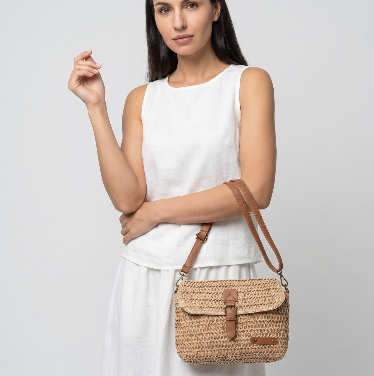 Sac à main bandoulière en paille élégant - Lavinia