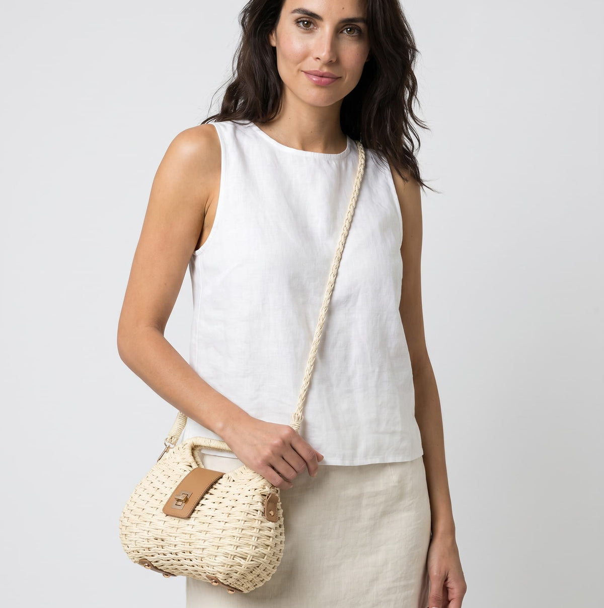 Sac à main bandoulière tissé en paille élégant - Isabella