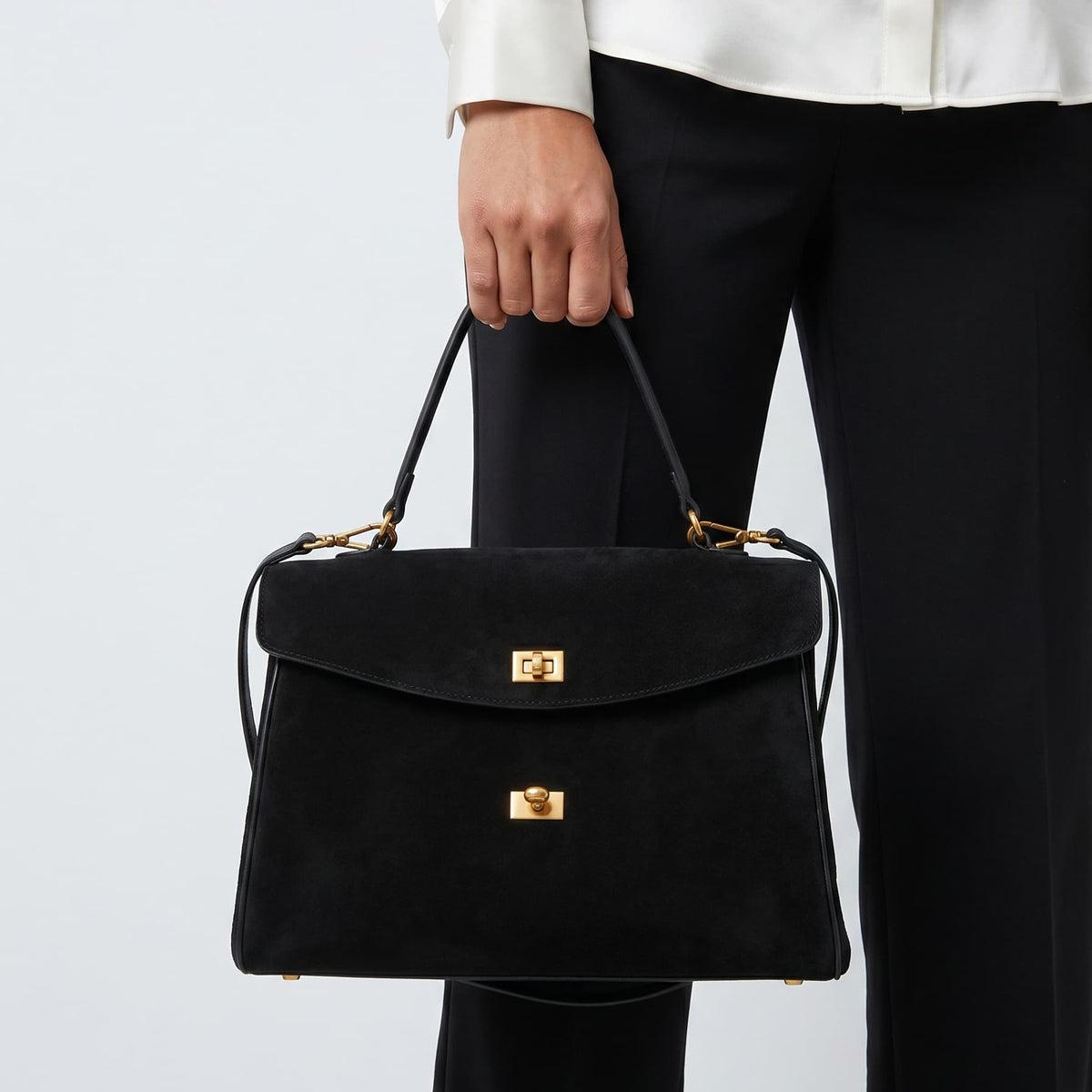 Sac à main bandoulière en cuir daim givré noble - Luciana