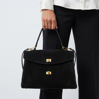 Sac à Main Bandoulière En Cuir Daim Givré Noble - Luciana